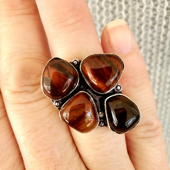 New Rare Red Tiger Eye 925 Silver Ring. - Picture 8 of 8